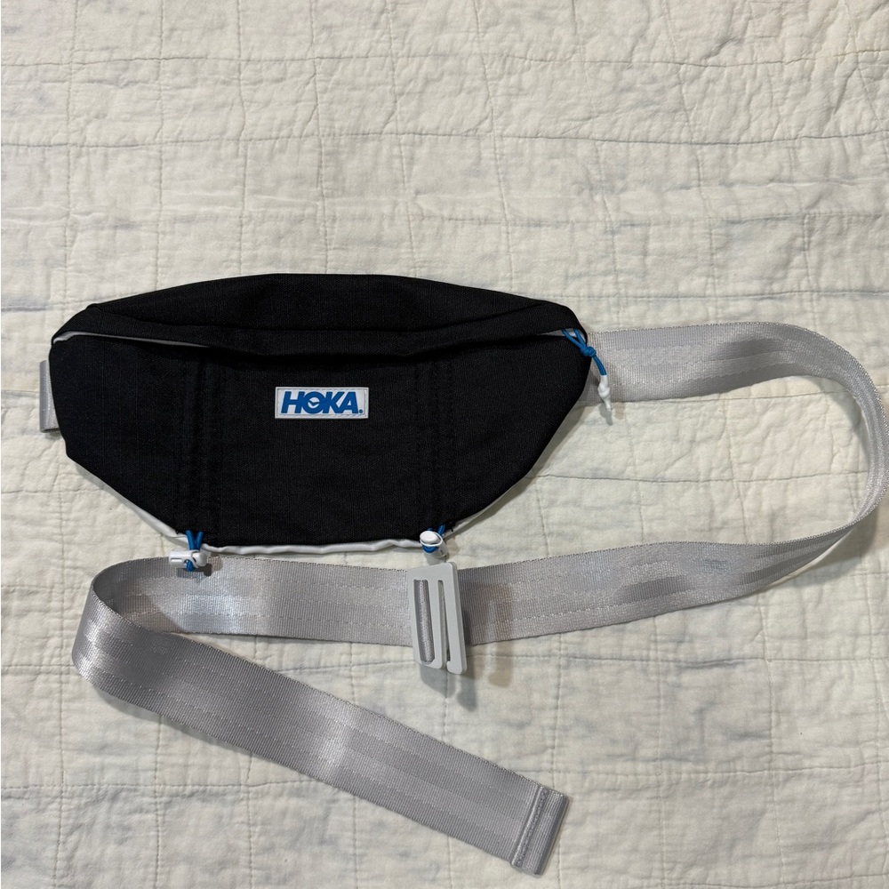 Hoka Black Belt Bag / Fanny Pack with Blue and white Accent